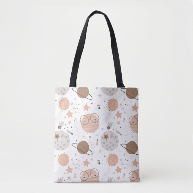 Bolso De Tela Patrón de planetas de Doodle Cuto (Anverso)