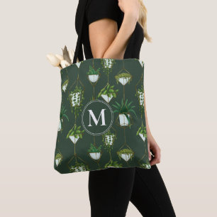 Bolso De Tela Patrón de planta doméstica de colgar geométrica