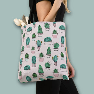 Bolso De Tela Patrón de planta en maceta de cactus suculentos