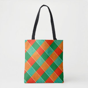 Bolso De Tela Patrón de plasto de tartán rojo y verde