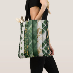 BOLSO DE TELA PATRÓN DE PLAYA VERDE CON VERDE Y BLANCA