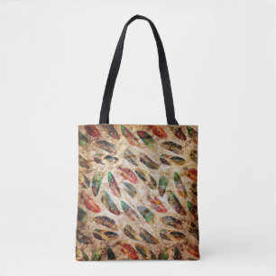 Bolso De Tela Patrón de plumas de boho con problemas