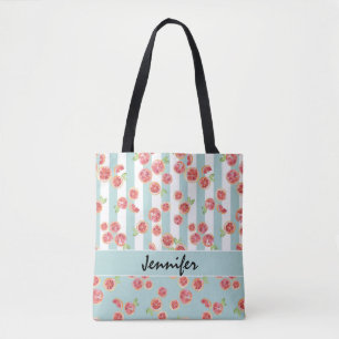 Bolso De Tela Patrón de pomelo rosado en franjas