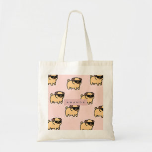 Bolso De Tela Patrón de Pug de gafas de sol adorables personaliz
