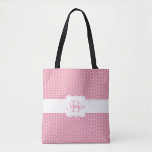 Bolso De Tela Patrón de punto de polka rosa personalizado