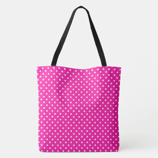 Bolso De Tela Patrón de punto de polka rosado y crudo (Reverso)