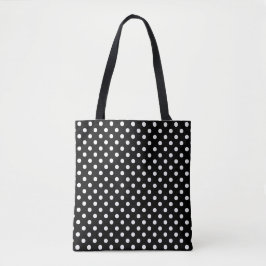 Bolso De Tela Patrón de puntos de la polka blanca negra