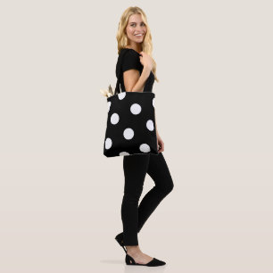 Bolso De Tela Patrón de puntos de polka blanco grande - color ne