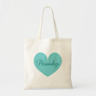 Bolso De Tela Patrón de puntos de polka cardíaco personalizado e