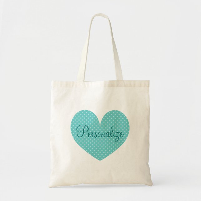 Bolso De Tela Patrón de puntos de polka cardíaco personalizado e (Frente)