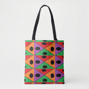 Bolso De Tela Patrón de puntos de polka negro