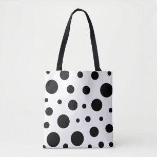 Bolso De Tela Patrón de puntos de polka negro moderno