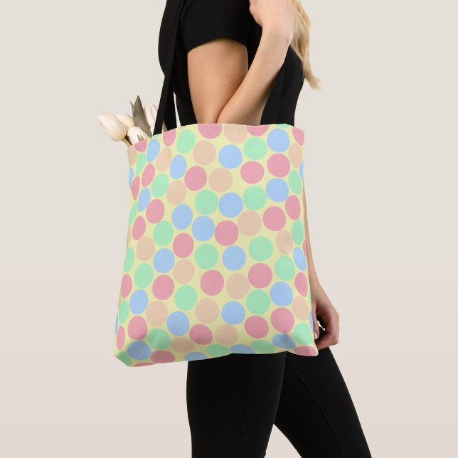 Bolso De Tela Patrón de puntos pastel multicolor (Detalle)