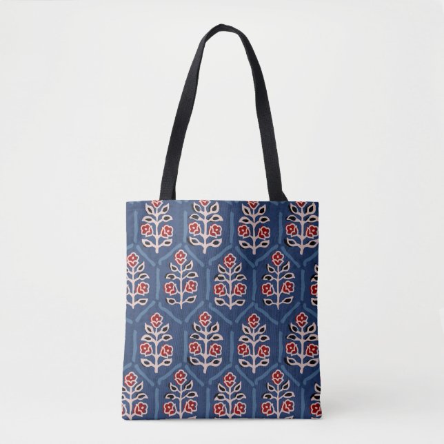 Bolso De Tela Patrón de racimo ajrakh paisley sin mar (Anverso)