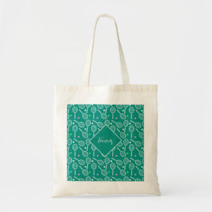 Bolso De Tela Patrón de raqueta de tenis Retro Verde