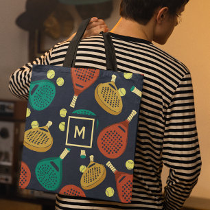 Bolso De Tela Patrón de raquetas padel con inicial