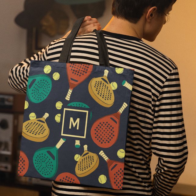 Bolso De Tela Patrón de raquetas padel con inicial (Subido por el creador)