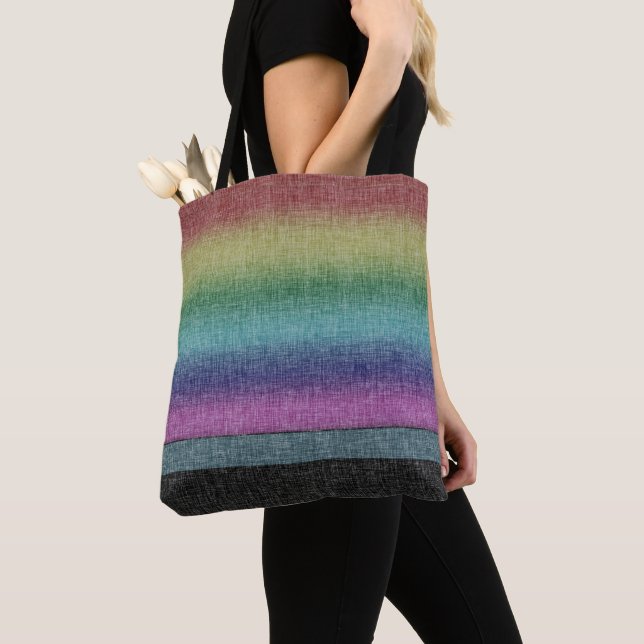 Bolso De Tela Patrón de raya de arco iris rústico (Detalle)