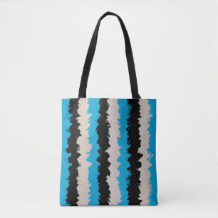 Bolso De Tela Patrón de rayas abstractas de gris azul negro