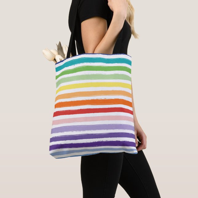 Bolso De Tela Patrón de rayas arco iris (Detalle)