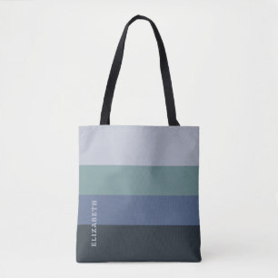 Bolso De Tela Patrón de rayas azules y grises