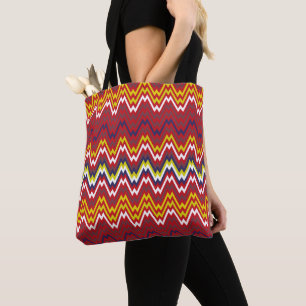 Bolso De Tela Patrón de rayas de chevron zigzag africano