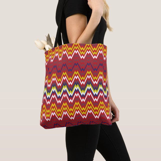 Bolso De Tela Patrón de rayas de chevron zigzag africano (Detalle)