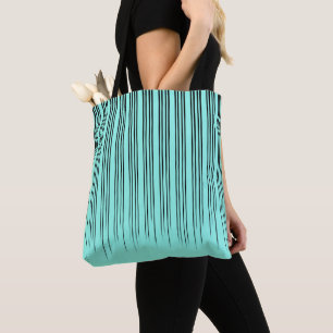 Bolso De Tela Patrón de rayas de estilo negro/turquesa