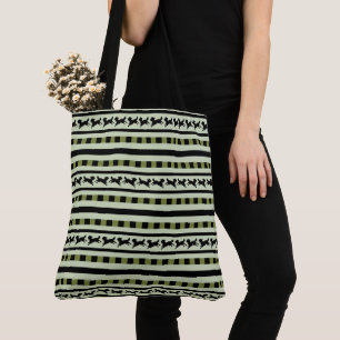 Bolso De Tela Patrón de rayas de perro juguetón