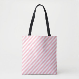 Bolso De Tela Patrón de rayas diagonales medias rosadas y blanca