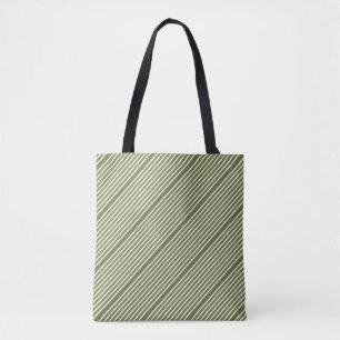 Bolso De Tela Patrón de rayas dos tonos de crema verde musgo