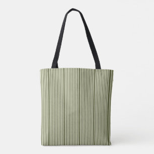 Bolso De Tela Patrón de rayas dos tonos de crema verde musgo