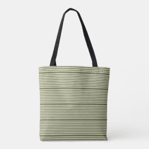 Bolso De Tela Patrón de rayas dos tonos de crema verde musgo