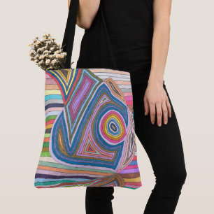 Bolso De Tela Patrón de rayas geométricas abstractas vibrantes