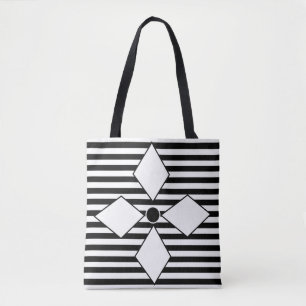 Bolso De Tela Patrón de rayas geométricas de diamante blanco neg