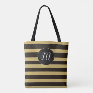 Bolso De Tela Patrón de rayas marrones monograma moderno