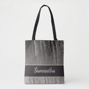Bolso De Tela Patrón de rayas metálicas de rayas de plata