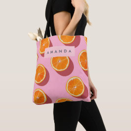 Bolso De Tela Patrón de rebanado Naranja personalizado monograma