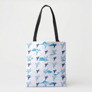 Bolso De Tela Patrón de rebaño de aves azules