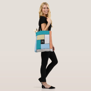 Bolso De Tela Patrón de Rectángulos (ver10) con monograma Pers