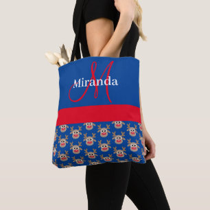 Bolso De Tela Patrón de reno de Navidades pequeños Monograma azu