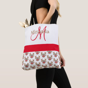 Bolso De Tela Patrón de reno de Navidades pequeños Monograma bla