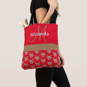 Bolso De Tela Patrón de reno de Navidades pequeños Monograma roj