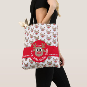 Bolso De Tela Patrón de reno del equipo Cute North Pole Sleigh
