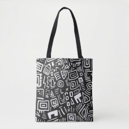Bolso De Tela Patrón de resumen negro y blanco moderno para la b