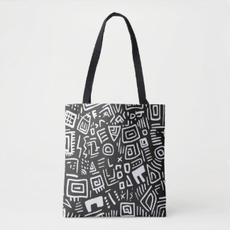 Bolso De Tela Patrón de resumen negro y blanco moderno para la b