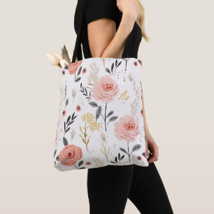 Bolso De Tela Patrón de Rosas de Cuto Boho