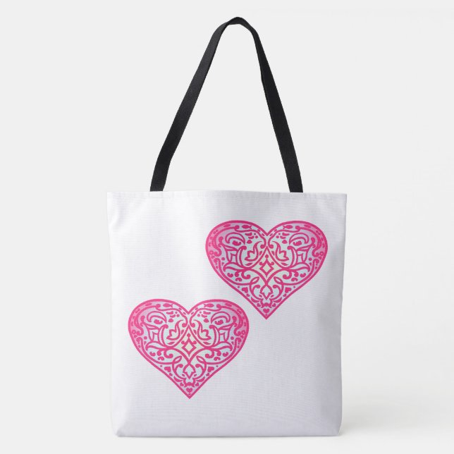 Bolso De Tela Patrón de San Valentín único de corazones rojos (Anverso)