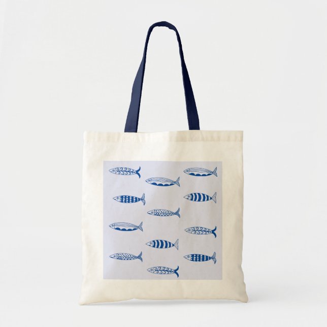 Bolso De Tela Patrón de Sardinas (Frente)