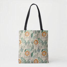 Bolso De Tela Patrón de selva tropical de león de Doodle lindo